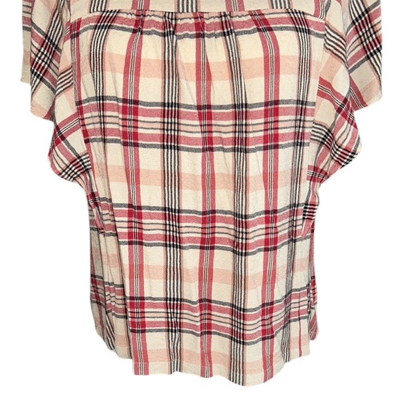 Anthropologie Maeve Priscilla Plaid Print Flutter Sleeve Blouse - M - Picture 6 of 15